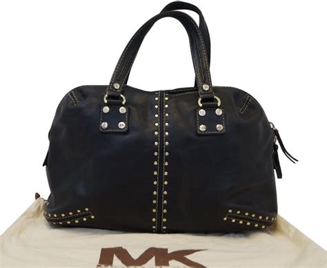 michael kors black purse gold studs|michael kors black shoulder handbags.